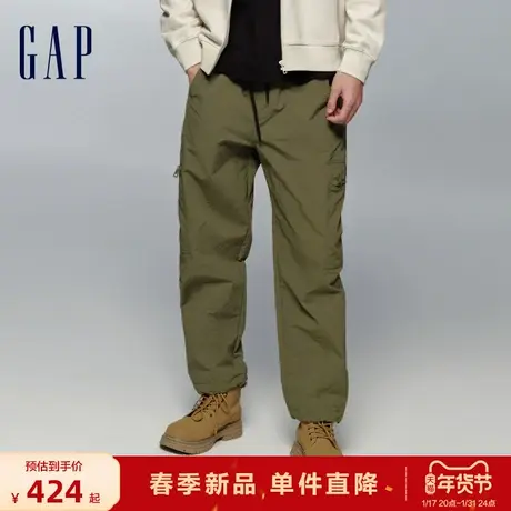 Gap男装2024春季新款尼龙休闲多口袋工装裤束口长裤884774图片