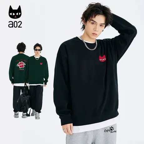 a02【城市步行】2024春季圆领卫衣宽松女款男款情侣通勤休闲上衣商品大图