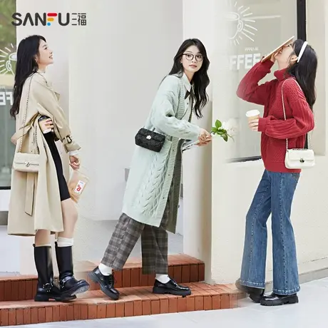 直播秒杀三福挎包女2023小香风菱格纹理质感包包时尚气质通勤链条商品大图