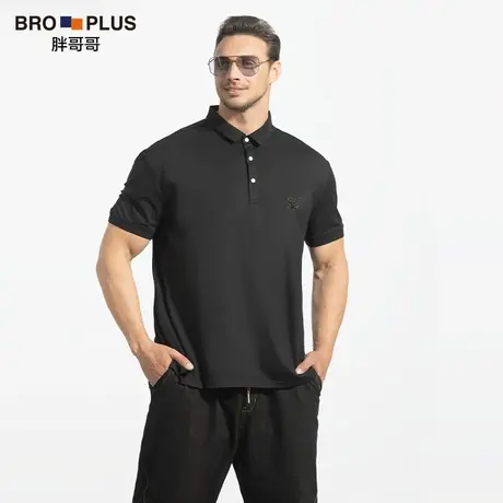 胖哥哥商务男装大码短袖T恤男宽松polo衫加肥加大纯棉爸爸夏季款图片