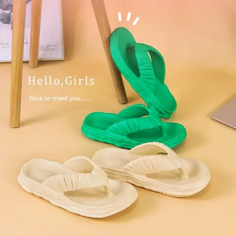 2024网红潮流个性脏脏鞋奶油面包拖鞋人字拖女厚底沙滩夹趾凉拖鞋商品大图