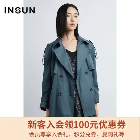 恩裳商场同款秋季时尚一手长挺括有型经典舒适棉质风衣外套女图片