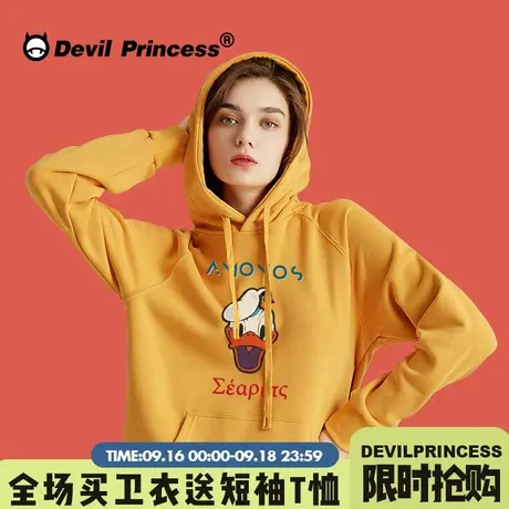 2023新款春秋季连帽卫衣女宽松BF港风卡通ins潮牌学生情侣装帽衫商品大图