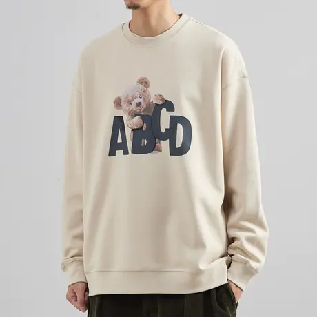 奕飏春秋季男士圆领卫衣立体小熊印花长袖上衣韩版潮外套休闲T恤商品大图