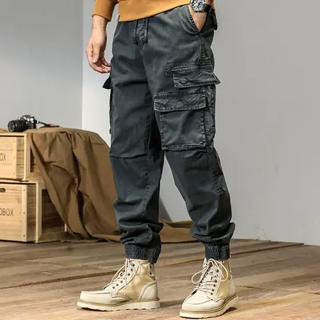 弹力束脚工装裤男士2022新款时尚多口袋哈伦裤子ins潮休闲裤男装商品大图