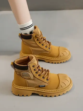 大黄蜂靴子女2023新款夏季厚底短靴复古英伦风马丁靴登山工装单靴图片