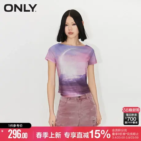 ONLY夏季潮流个性休闲正肩印花短袖短款T恤女|124101089商品大图