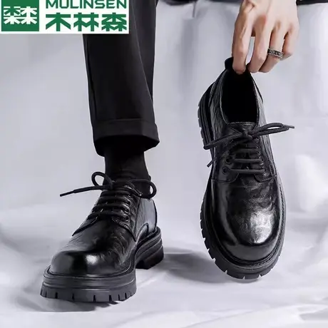 木林森男鞋英伦大头休闲低帮马丁靴男士皮鞋男款春秋德比鞋男新款商品大图