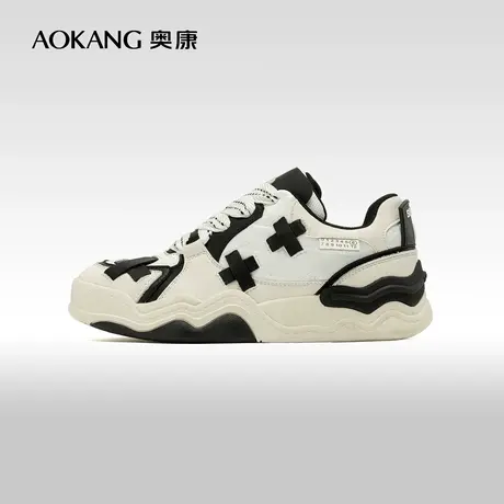 奥康女鞋 秋季气质优雅小众补丁潮玩面包鞋设计感滑板鞋板鞋男女图片
