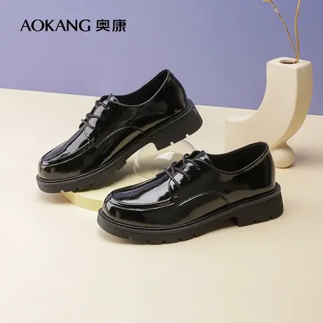 【门店发货】奥康女鞋 2022秋季新款休闲皮鞋乐福鞋英伦风商务图片