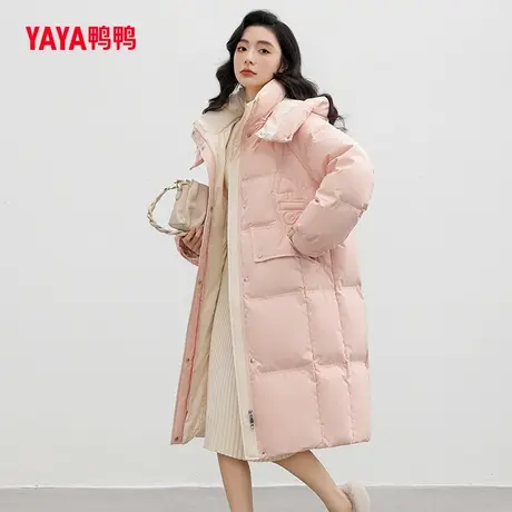 鸭鸭羽绒服女2023年冬季新款中长款时尚休闲百搭保暖外套Y图片