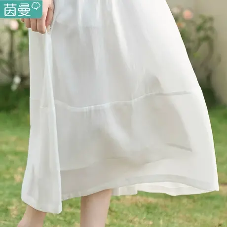 茵曼女夏季蓬蓬夏天白色半身裙子高级感2023新款仙女超仙森系长裙图片