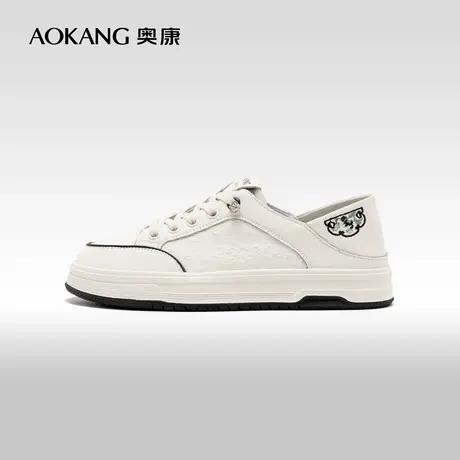 奥康女鞋 春秋季新款时尚百搭小白鞋两穿舒适厚底休闲板鞋商品大图