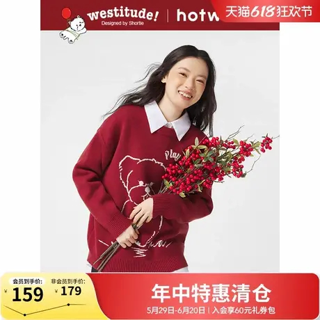 【西高地联名】热风2025年春季新款女士针织衫可爱宽松毛衣女上装商品大图