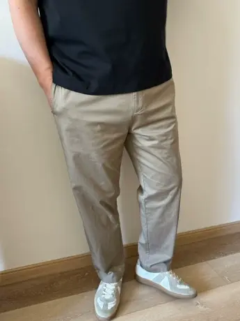 DAEVU夏季大码男装薄料日系卡其宽松胖子加肥加大男士棉布休闲裤商品大图