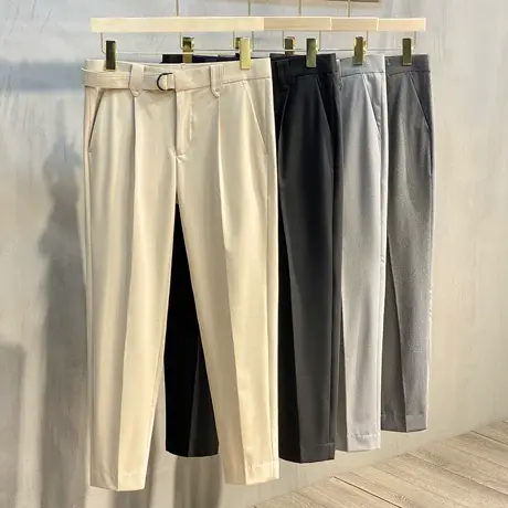 轻奢品质2023年春秋新款男士小西裤商务休闲男韩版修身坠感九分裤商品大图