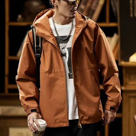 时尚潮牌复古潮流连帽外套舒适百搭工装外套男宽松休闲服大码外套图片