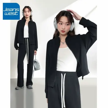KV真维斯休闲运动套装女2025新款春秋款立领外套初中生一整套穿搭商品大图