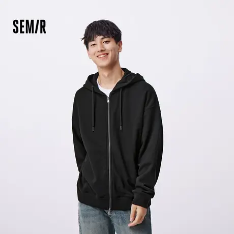 [商场同款]森马外套男2024秋季新款纯色百搭连帽夹克情侣休闲上衣图片