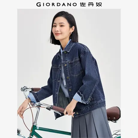 佐丹奴外套女装洗水撞色线多口袋翻领牛仔外套 13374857商品大图