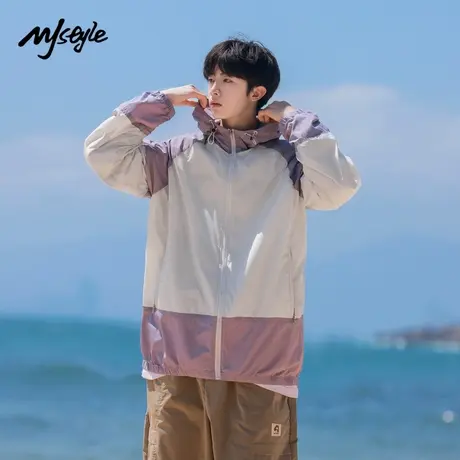 MJ STYLE男款连帽防晒衣夏轻薄透气外套原纱防晒服宽松防紫外线商品大图