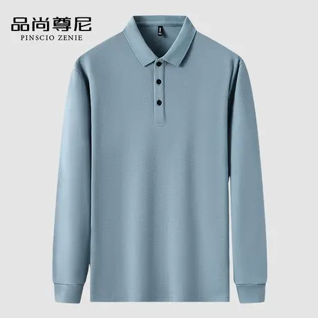 【100%纯棉】基础款宽松百搭POLO衫男士中老年爸爸长袖T恤春秋款商品大图