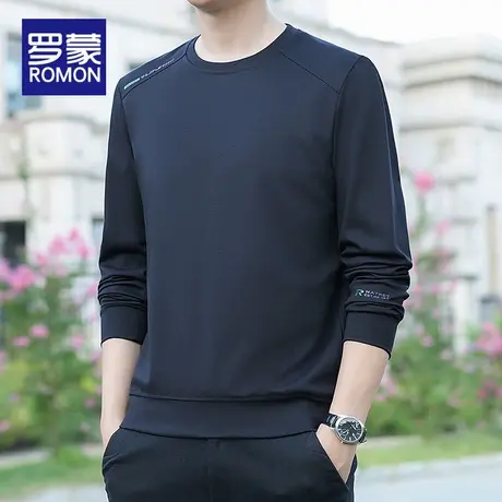 罗蒙卫衣男秋季圆领长袖上衣服时尚春秋款2025新款潮牌男士打底衫图片