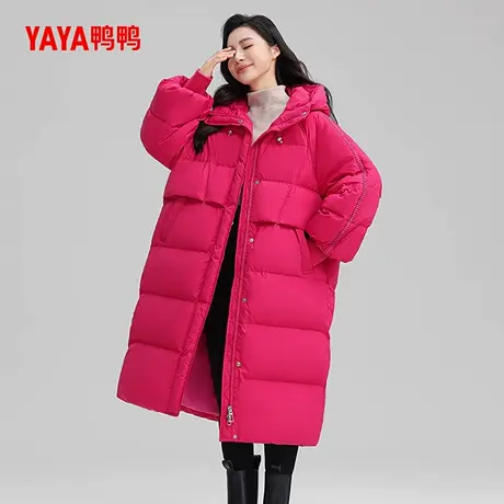 鸭鸭羽绒服女士2025冬新品过膝中长款韩版时尚加厚保暖鸭绒外套S商品大图