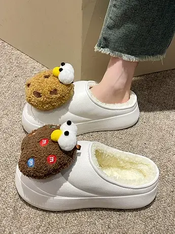 卡通可爱芝麻街防水雪地靴女冬季外穿保暖加绒踩屎感包头拖鞋休闲商品大图