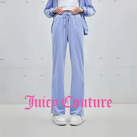 Juicy Couture橘滋休闲裤女2025年秋季新款烫钻丝绒显瘦微喇长裤商品大图