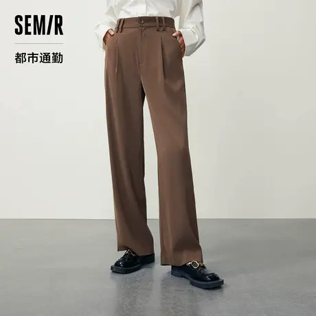 森马休闲裤女易打理垂感西裤通勤秋季开叉高腰阔腿裤高街新款2XY商品大图