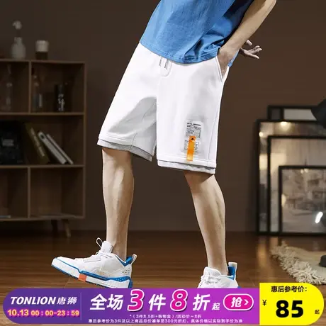 唐狮2022春夏季新款休闲短裤男潮牌黑色直筒韩版百搭运动五分裤商品大图