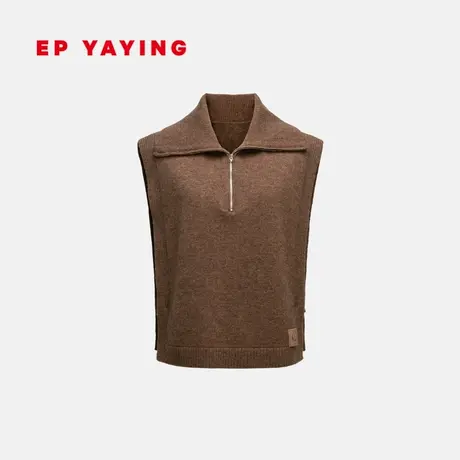 EP YAYING雅莹女装 牦牛绒POLO领针织背心马甲 2023秋冬新款W802A商品大图