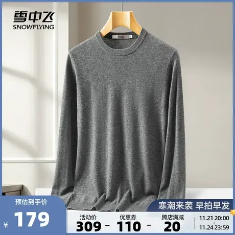 雪中飞2023秋冬新款男100纯羊毛衫百搭亲肤圆领打底衫上衣经典图片