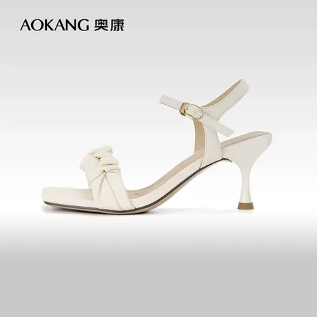 奥康女鞋 夏季气质优雅法式一字带凉鞋时尚百搭通勤高跟鞋女商品大图