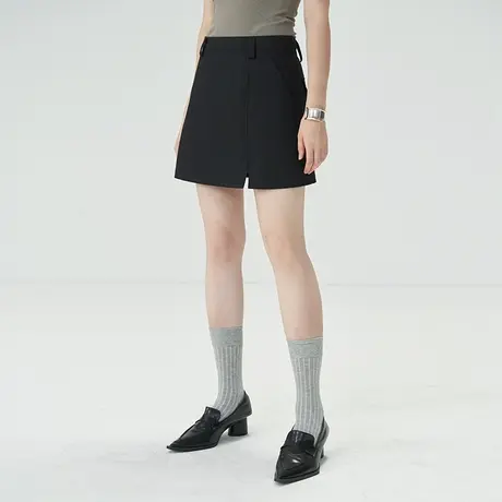 omont蛋挞家 复古小开叉半身裙女2023夏季新款高腰修身显瘦短裙子图片
