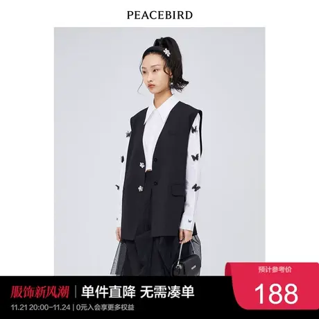 太平鸟时尚年春季新款蝴蝶印花马甲A2BGC2101商品大图