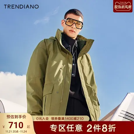 TRENDIANO官方潮牌秋季奇幻印花夹棉中长款棉服外套男商品大图