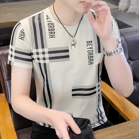 短袖T恤男士印花体恤半袖体恤潮流男装纯棉潮牌衣服丅夏季打底衫X商品大图