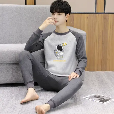 保暖内衣男加绒初中高中学生青少年大童加厚圆领秋衣秋裤冬季套装图片