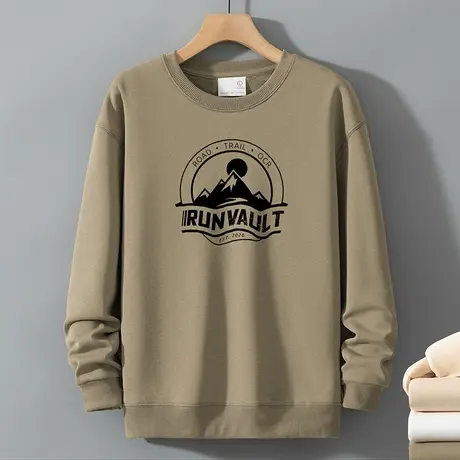 320g重磅圆领卫衣男秋冬款加绒加厚保暖潮流印花无帽上衣长袖t恤商品大图