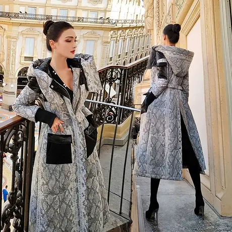 VJE秋冬季中长款棉衣女新款时尚长袖翻领收腰显瘦外套大衣商品大图