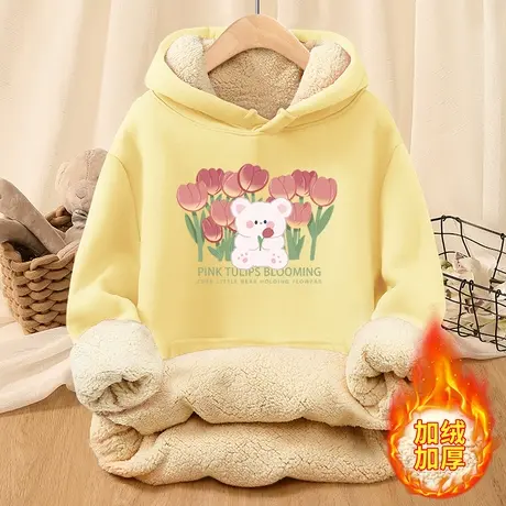 冬季加厚卫衣女2023新款秋冬加绒厚款连帽外套宽松羊羔绒保暖上衣图片
