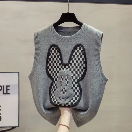 圆领针织马甲背心女2023秋装新款宽松外穿马夹叠穿外搭毛衣坎肩潮商品大图