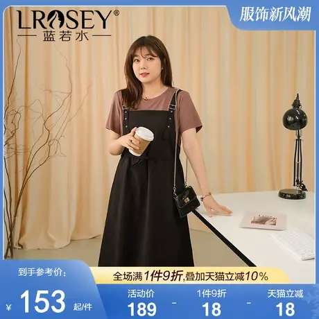 大码女装胖MM2024夏新款设计感遮肚显瘦裙子减龄别致假两件连衣裙图片