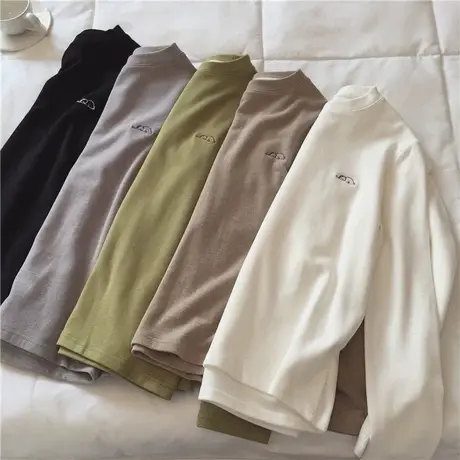 打底衫女春秋冬季百搭内搭德绒加绒加厚保暖长袖t恤女显瘦上衣服图片