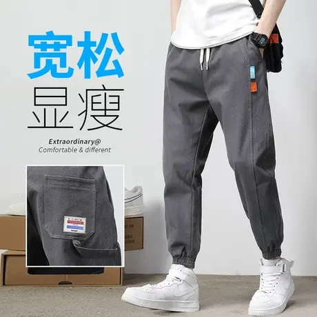 痞帅炸街爆款2023新款春夏季薄款九分工装裤男士束脚宽松休闲裤子商品大图