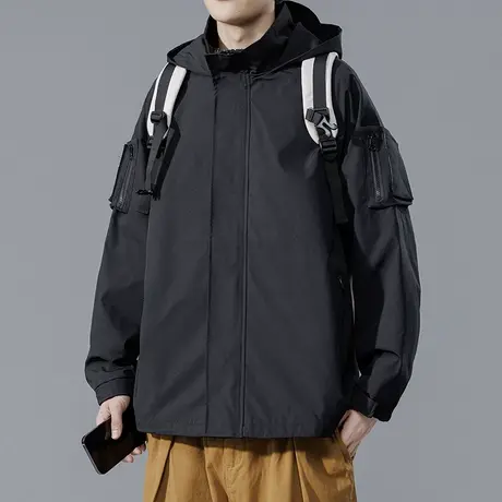 春秋新款机能风情侣户外冲锋衣工装连帽外套男士登山服痞帅夹克衣商品大图