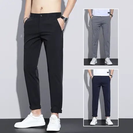 夏季薄款冰丝商务西裤男士直筒宽松正装休闲长裤子男裤夏天西装裤商品大图