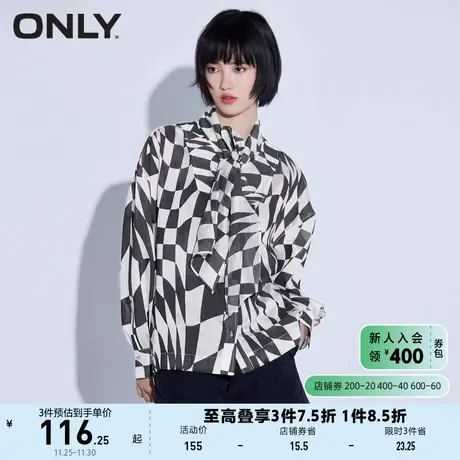ONLY奥莱夏季宽松潮流棋盘格宽松轻薄时髦衬衫女商品大图